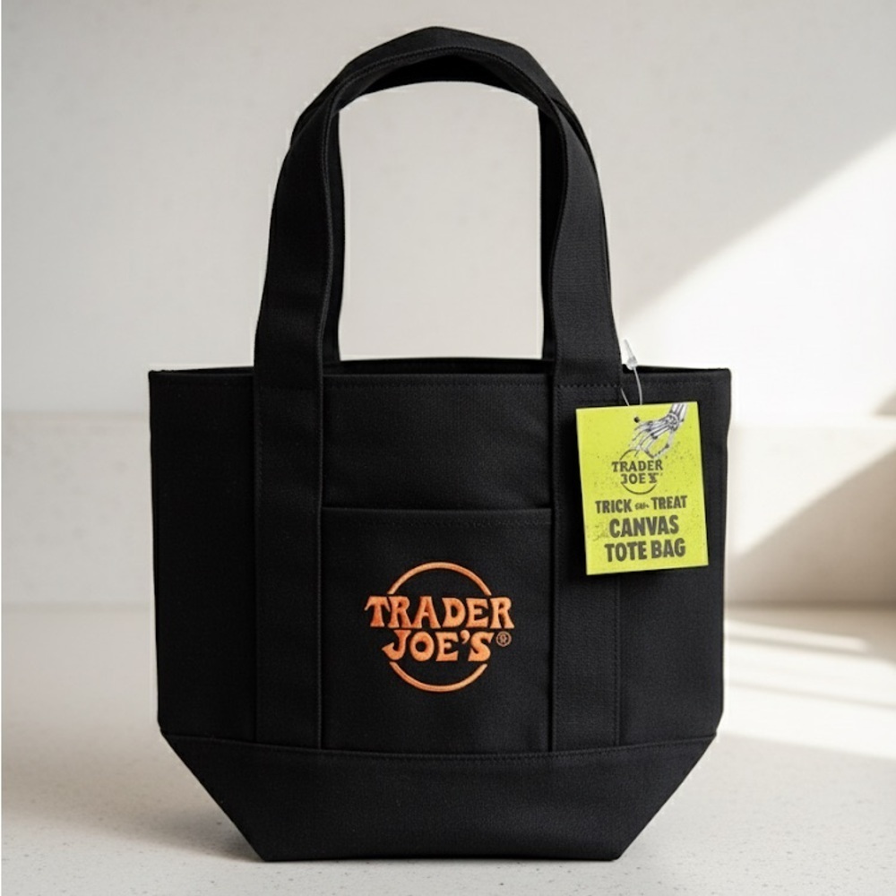 NWT Trader Joe’s Halloween Mini Canvas Tote Bag - Rare Black & Orange